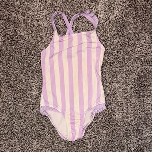 Cat & Jack Lavender and White Striped Kids Swimsuit